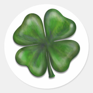 4 bladklaver ronde sticker
