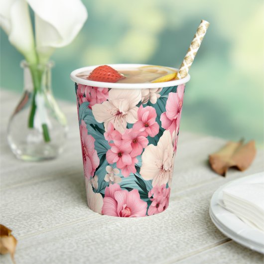 #4 Bloemen patroon Papieren Bekers (Insitu)