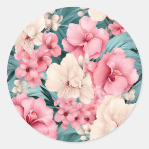 #4 Bloemen patroon Ronde Sticker