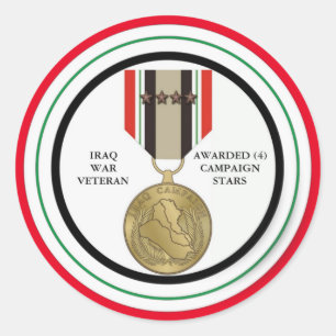 4 CAMPAGNE STERREN IRAK OORLOGSVETERAAN RONDE STICKER