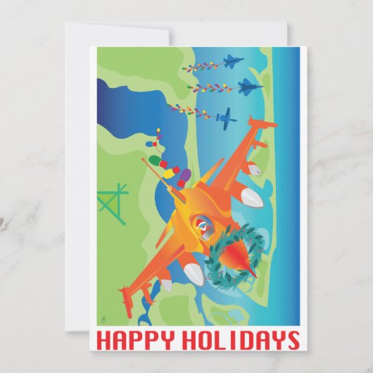 4 cartes de Noël pour avions militaires (Devant)