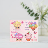 4 cartes de Valentines de petit gâteau de Kawaii (Debout devant)