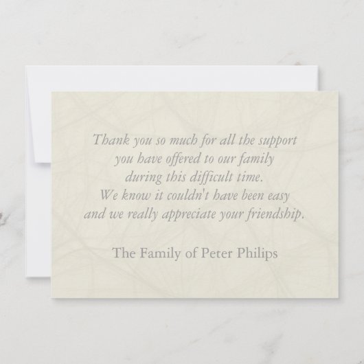 4 cartes plates simples de Merci de sympathie (Dos)