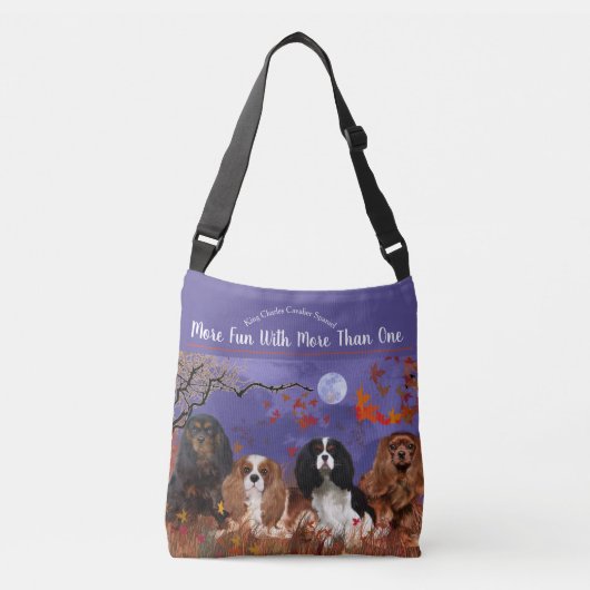 4 Cavalier King Charles met bladeren Canvas tas (Voorkant)