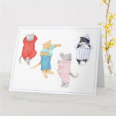4 CHATS EN PAJAMAS Carte de voeux 8,5 x 11 (Fleur jaune)