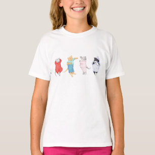 4 CHATS EN PYJAMA T-Shirt pour filles