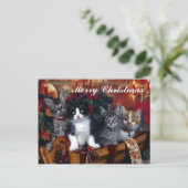 4 Chats Joyeux Noël Carte postale (Debout devant)