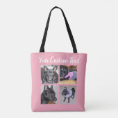 4 Collage de photos| Sac fourre-tout rose chien (Dos)