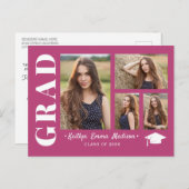 4 Collage photo Script moderne Pink Grad Carte pos (Devant / Derrière)