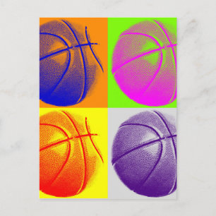 4 Colour Pop Art Basketball Briefkaart