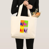 4 Colour Pop Art Buffalo Bison Grote Tote Bag (Voorkant (product))