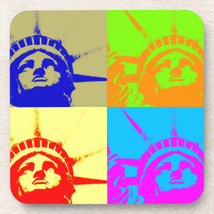 4 Colour Pop Art Lady Liberty Bier Onderzetter
