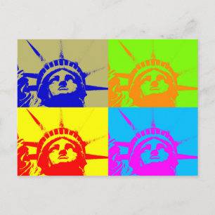 4 Colour Pop Art Lady Liberty Briefkaart