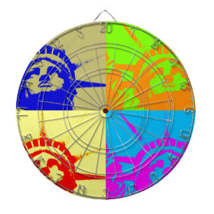 4 Colour Pop Art Lady Liberty Dartbord