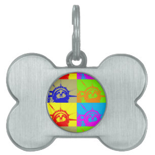 4 Colour Pop Art Lady Liberty Huisdieren Naamplaatje