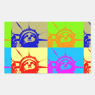 4 Colour Pop Art Lady Liberty Rechthoekige Sticker