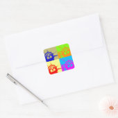 4 Colour Pop Art Lady Liberty Vierkante Sticker (Envelop)