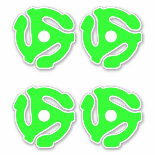 4 COOL Retro  Fluo Green 45 spacer DJ Sticker (Voorkant)