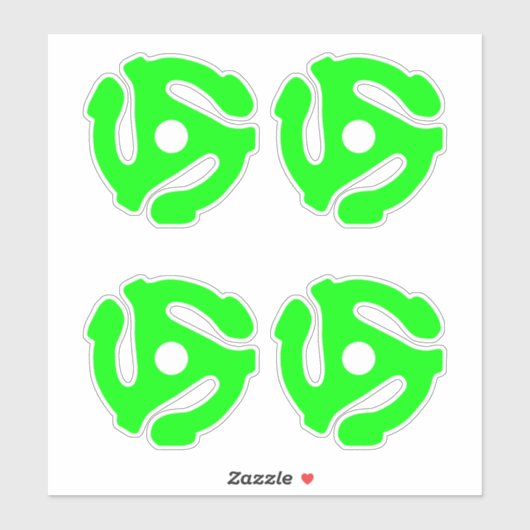 4 COOL Retro  Fluo Green 45 spacer DJ Sticker (Vel)