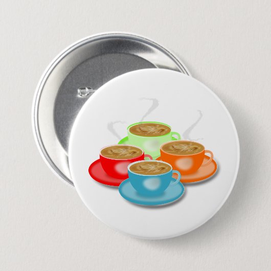 4 Cups van koffie-Button Ronde Button 7,6 Cm (Voorkant /achterkant)