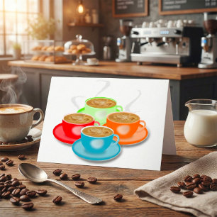 4 Cups van koffie-Wenskaarten Kaart