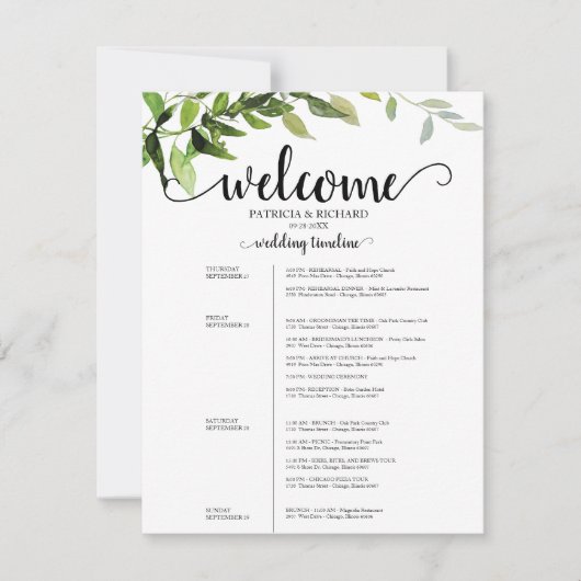 4 dagen Weddenschap rondreis Elegant Greenery Kaart (Voorkant)