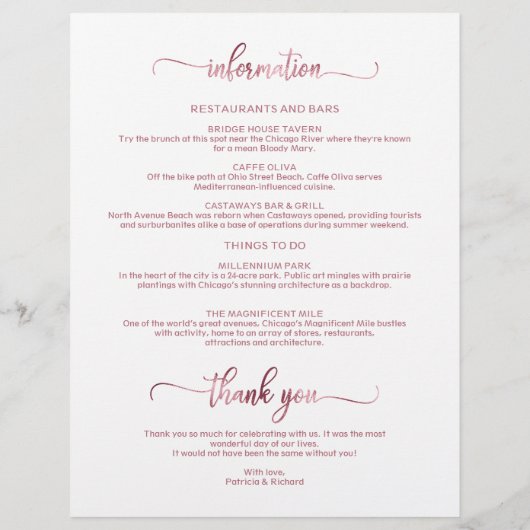 4 dagen Wekens bruiloft Wekend Itinerary Chic Chro (Achterkant)