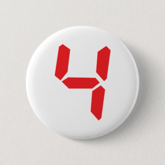 4 digitaal getal van vier rode wekkers ronde button 5,7 cm (Voorkant)