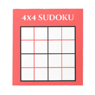  4 door 4 Sudoku Sjabloon Red Notitieblok