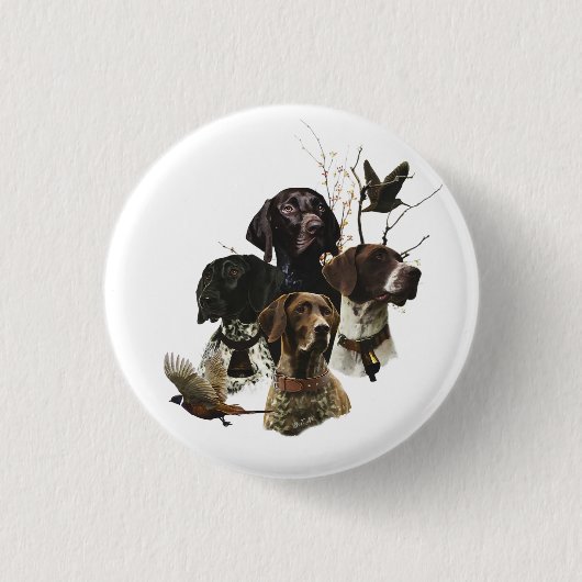 4 Duitse kortharige pointer kleuren Ronde Button 3,2 Cm (Voorkant)