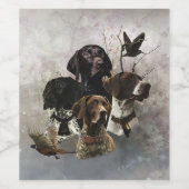 4 Duitse kortharige pointer kleuren Wijn Etiket (Enkel label)