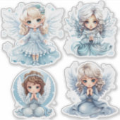 4 Engel meisjes winter Sticker (Voorkant)