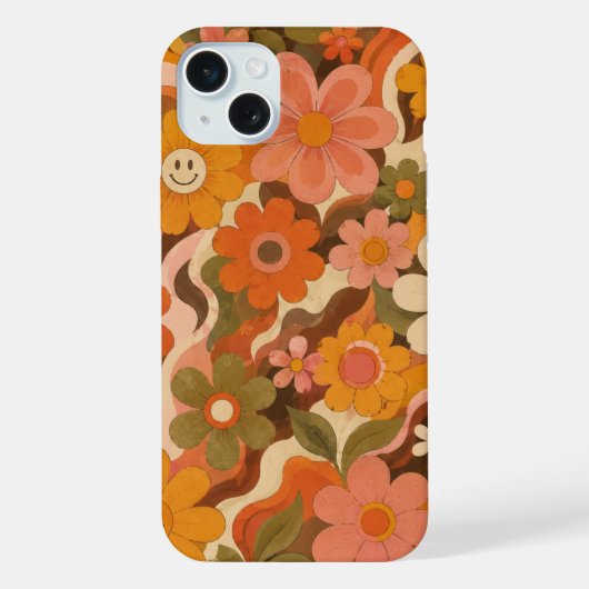 4. Étui pour téléphone Fleurs Retro Groovy (Verso)