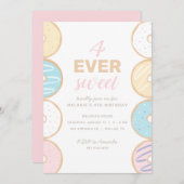 4 Ever Sweet Pastel Donut Invitation de fête d'ann (Devant / Derrière)