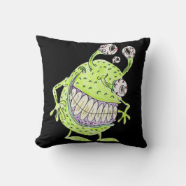 4 eyed green alien monster kussen