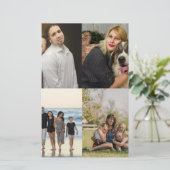  4 Family Photo Collage Custom Briefpapier (Staand voorkant)