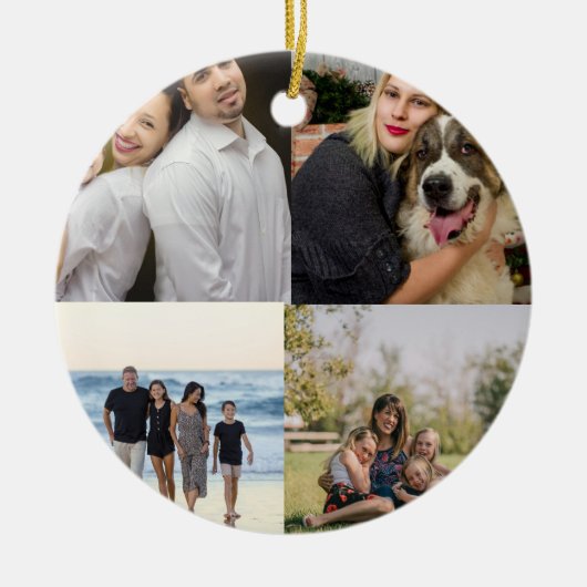 4 Family Photo Collage Custom Keramisch Ornament (Voorkant)