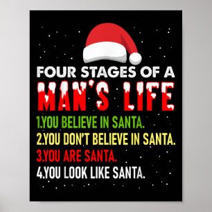 4 fasen van het leven van het Man Funny Santa Chri Poster