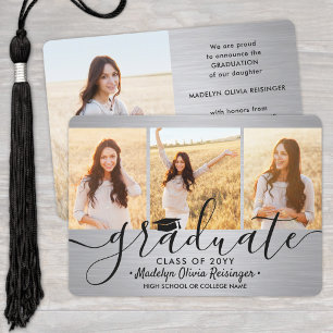 4 Foto Afstuderen Collage Brushed Grey Ombre Aankondiging