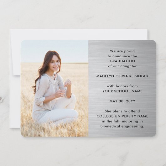 4 Foto Afstuderen Collage Brushed Grey Ombre Aankondiging (Achterkant)