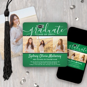 4 Foto Afstuderen Collage Modern Green en White Aankondiging
