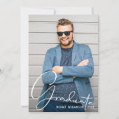 4 Foto Afstuderen Collage Navy Blue Aankondiging (Voorkant)