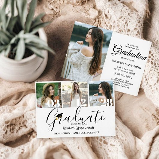 4 Foto Afstuderen Collage Simple Moderne Script Kaart