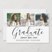 4 Foto Afstuderen Collage Simple Moderne Script Kaart (Voorkant)