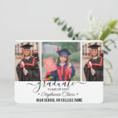 4 Foto Afstuderen Collage Zwart Wit Script Aankondiging (Staand voorkant)