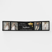 4 Foto Black Gold Congrates Afstuderen Name School Spandoek (Horizontaal)