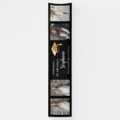 4 Foto Black Gold Congrates Afstuderen Name School Spandoek (Verticaal)
