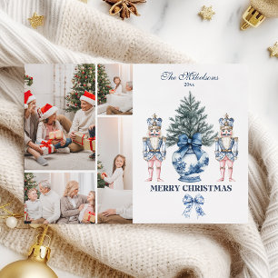 4 Foto Blauwe Chinoiserie Notenkraker Kerstmis Feestdagenkaart