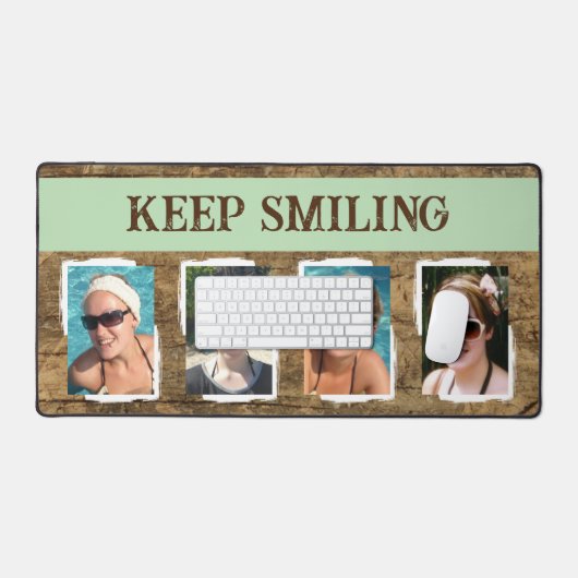 4 foto blijf lachen bruin groen bureaumat (Keyboard & Muis)