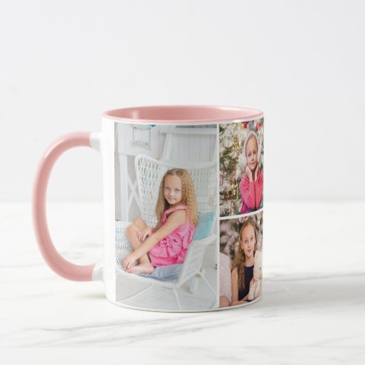 4 Foto Collage aangepaste tekst Abstract Mok (Links)